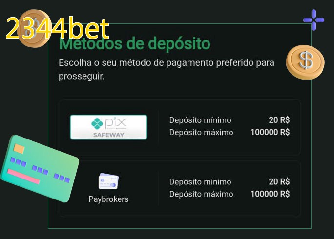 O cassino 2344betbet oferece uma grande variedade de métodos de pagamento